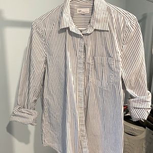 Classic blue and white striped button down
